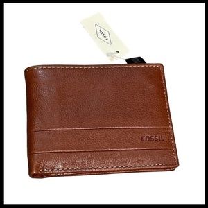 NEW MENS TRI FOLD FOSSIL LEATHER WALLET